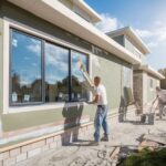 Nowoczesna elewacja z nałożonym tynkiem